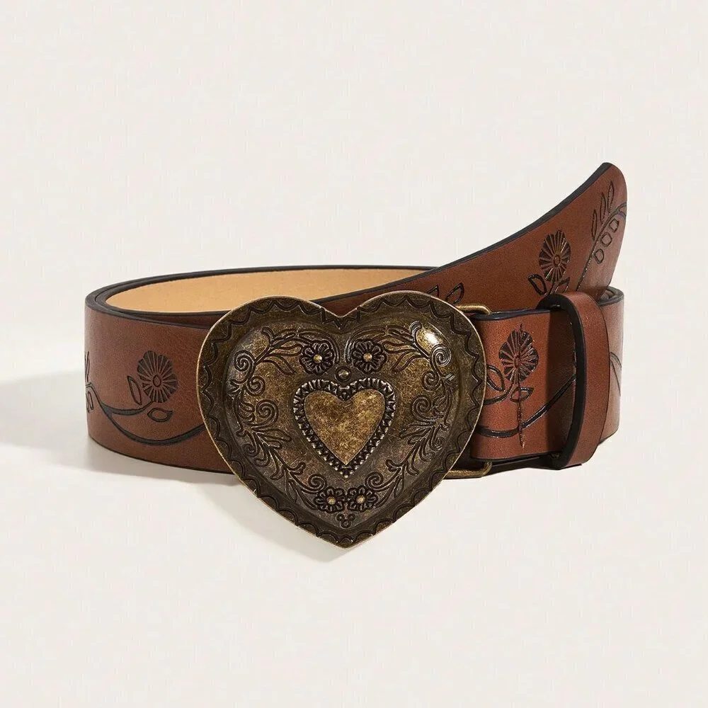 Brown Casual Women's Polyurethane Buckle Belt western Boho